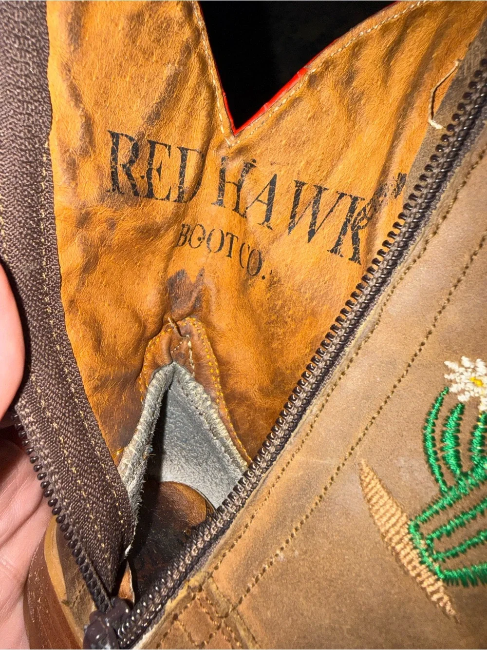 Kids Brown Western Boots with Red Floral Embroidery